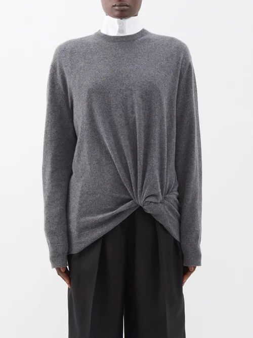 Twisted-front Cashmere Sweater - Womens - Grey