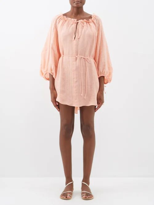 Sorrell Linen-blend Off-the-shoulder Mini Dress - Womens - Coral