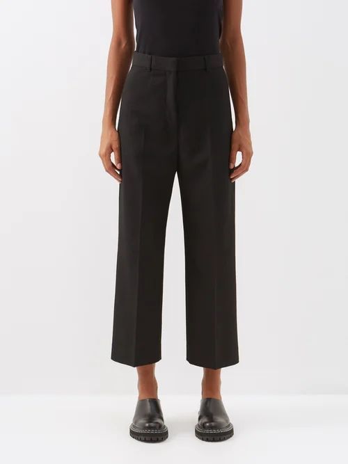 Percita Cropped Canvas Trousers - Womens - Black