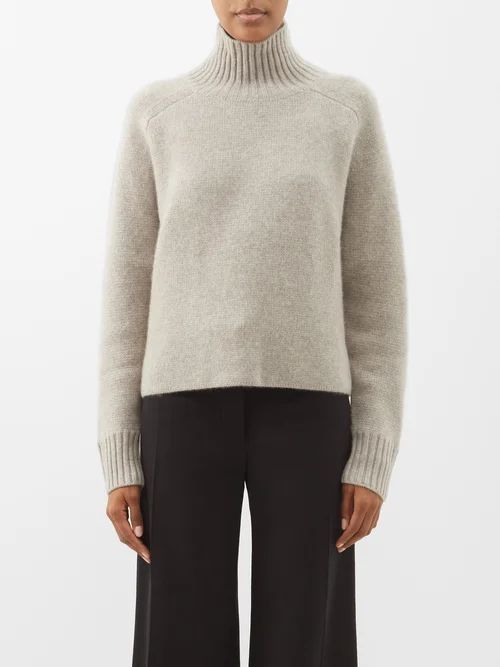 Zadar Organic-cashmere Roll-neck Sweater - Womens - Light Brown