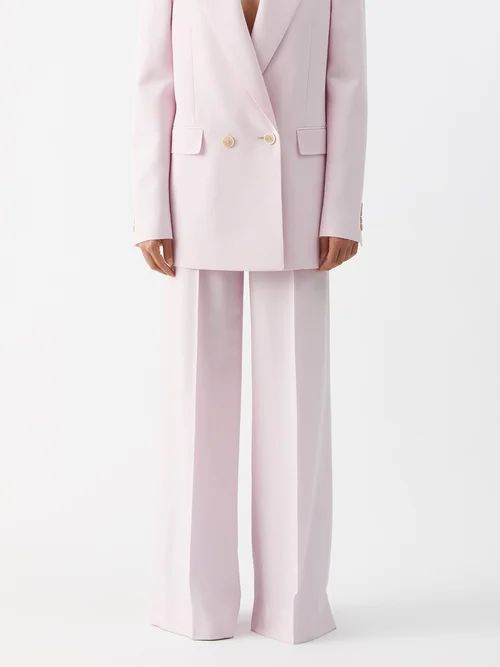 Tailored Wide-leg Trousers - Womens - Pale Pink