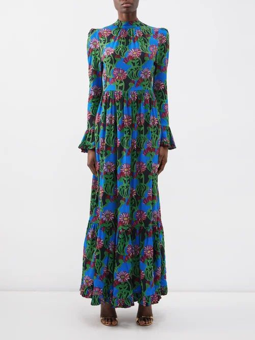 Visconti Floral-print Crepe Maxi Dress - Womens - Multi