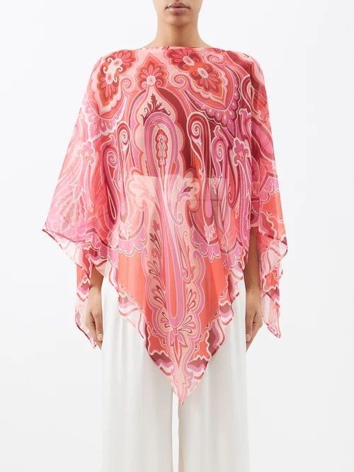 Paisley-print Chiffon Top - Womens - Pink Print