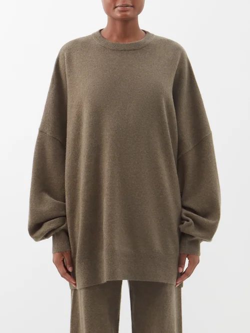 No.246 Juna Oversized Stretch-cashmere Sweater - Womens - Khaki