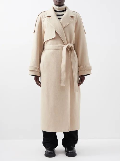 Suzanne Belted Wool-blend Trench Coat - Womens - Beige