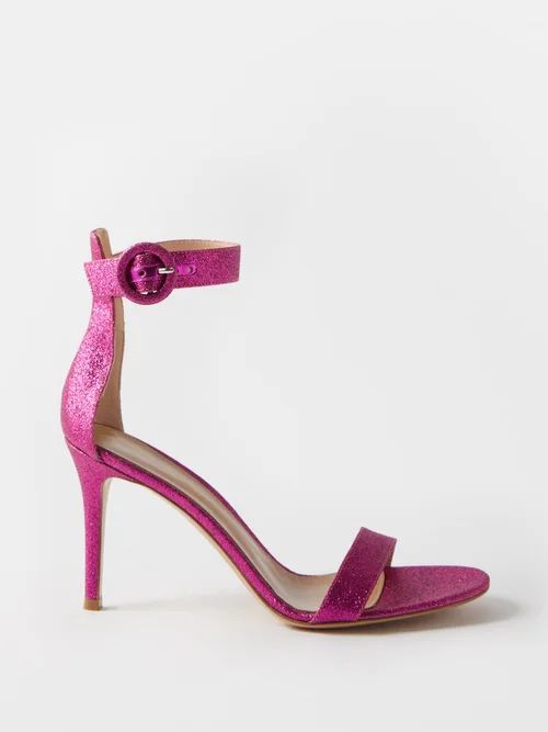 Portofino 85 Metallic-leather Sandals - Womens - Pink