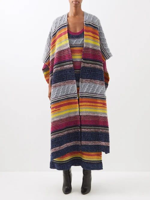 Striped Recycled-cashmere Blend Poncho - Womens - Multi