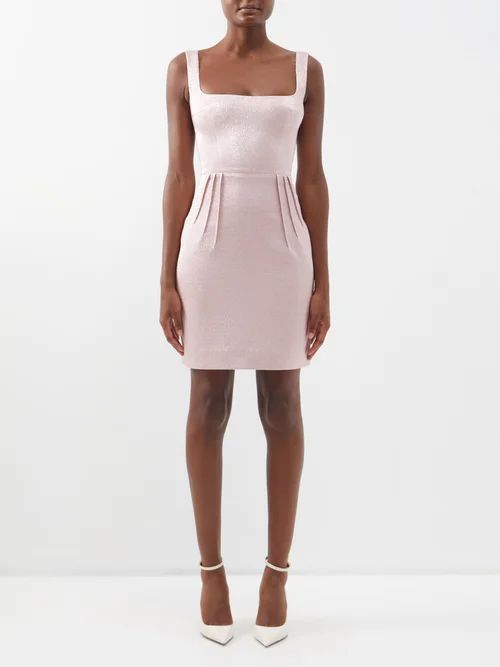 Salma Square-neck Cloqué-lamé Dress - Womens - Pink