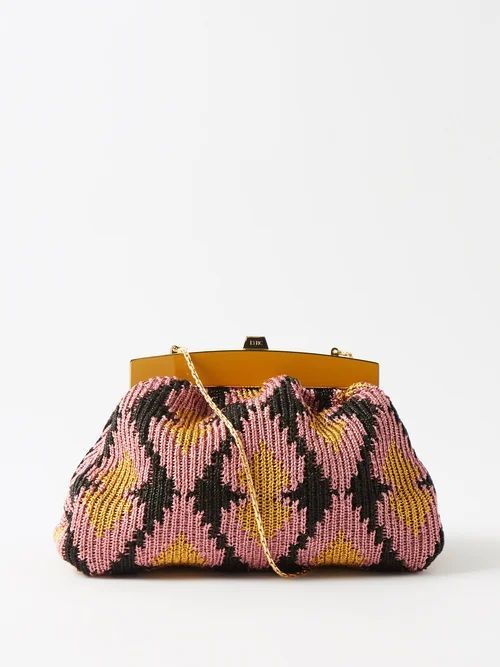 Tripple Truffle Enamelled Lurex Clutch Bag - Womens - Gold Multi