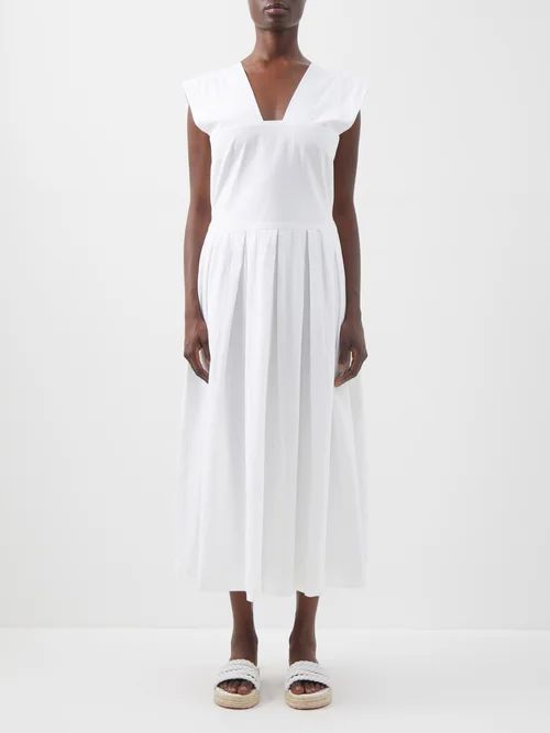 Sarafan Cotton-poplin Pinafore Dress - Womens - White