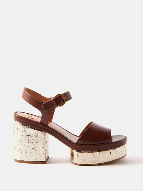 Odina Coated-cork And Leather Sandals - Womens - Brown