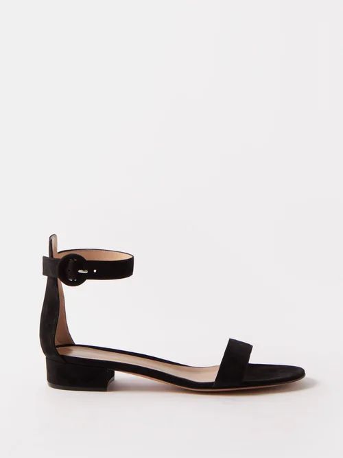 Portofino 20 Block-heel Suede Sandals - Womens - Black