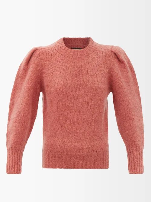 Emma Puffed-sleeve Mohair-blend Sweater - Womens - Light Pink