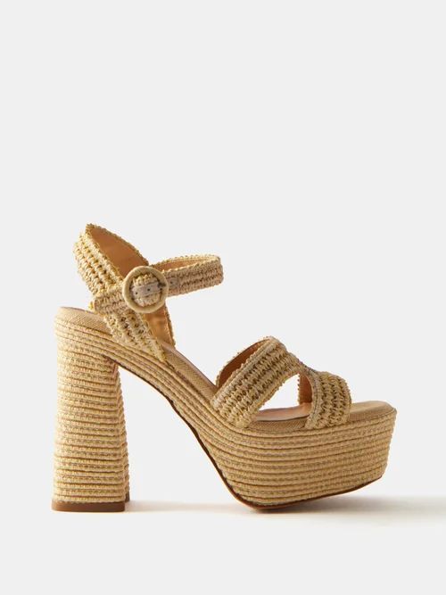 Adriana 110 Raffia-woven Platform Sandals - Womens - Natural