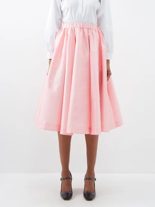 Alice Upcycled Taffeta Midi Skirt - Womens - Pink