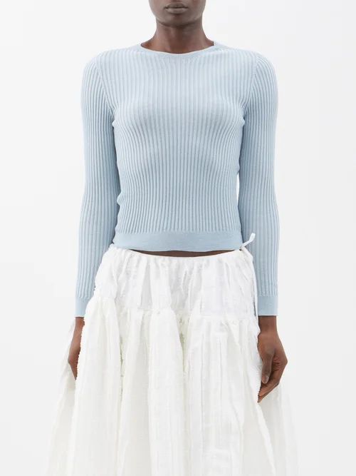 Jayla Backless Ribbed-knit Top - Womens - Light Blue