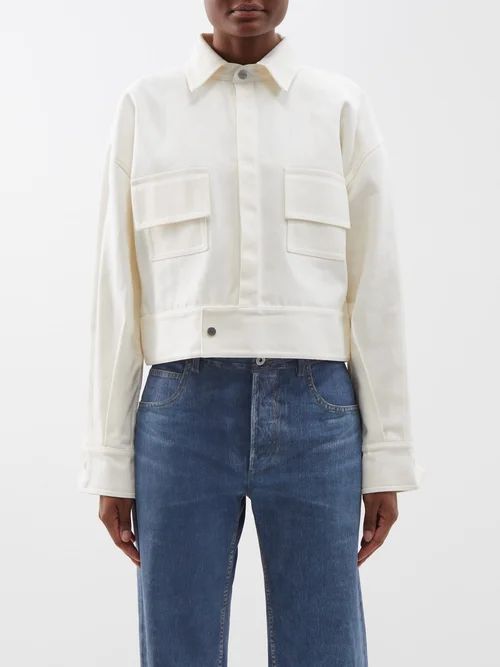 Lorenza Cotton-gabardine Cropped Jacket - Womens - White