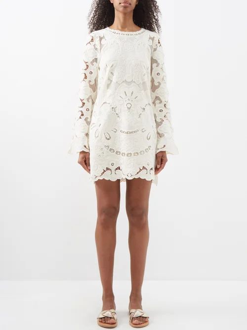 Lysa Cotton-lace Mini Dress - Womens - Ivory
