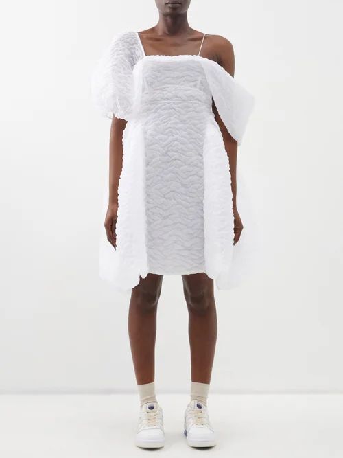 Snow Nimbus Off-the-shoulder Cotton-blend Dress - Womens - White