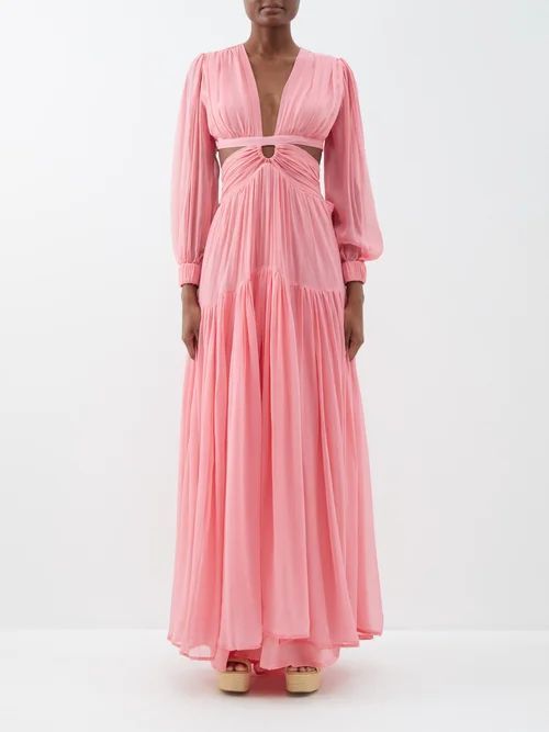 Soraya Cutout Silk-habotai Maxi Dress - Womens - Pink