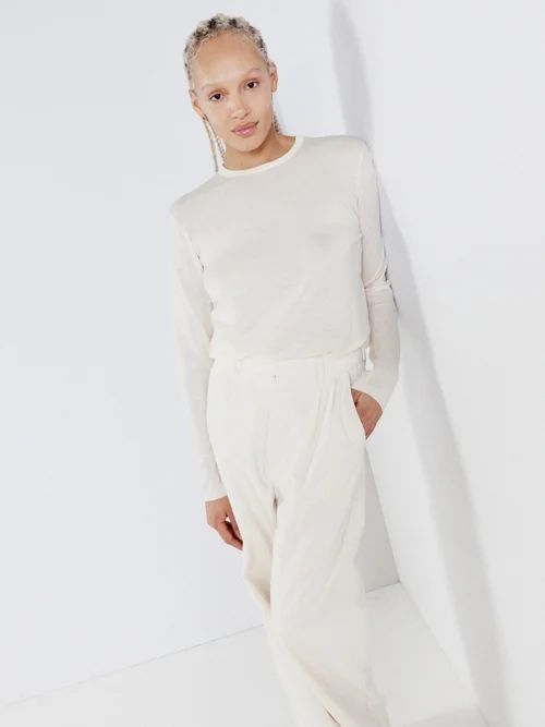 Slim-fit Responsible Merino Wool Crew-neck Sweater - Womens - Ivory