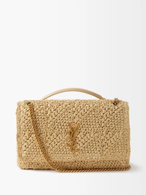 Jamie Ysl-logo Faux-raffia Shoulder Bag - Womens - Cream