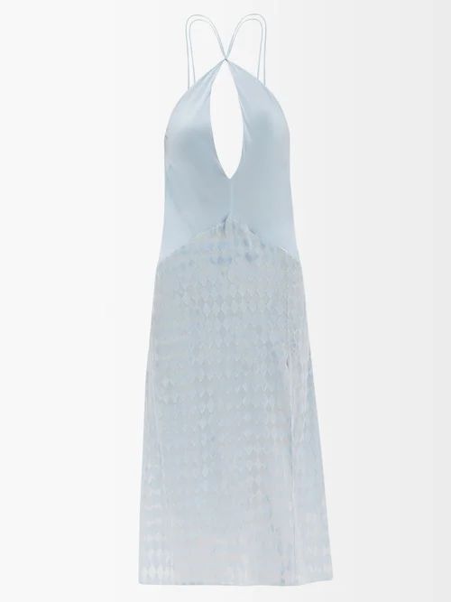 Indigo Silk-devoré Crepe De Chine Dress - Womens - Blue
