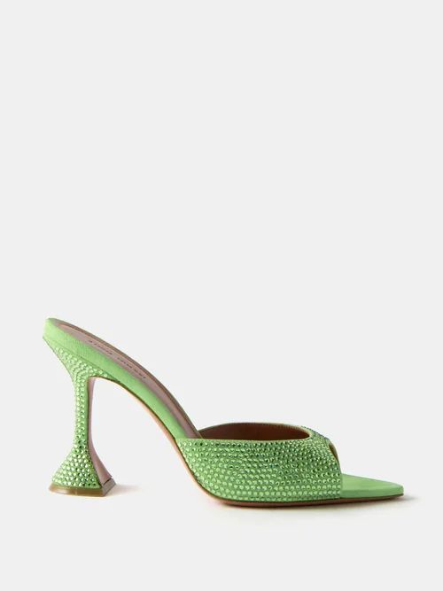 Caroline 95 Crystal-embellished Leather Mules - Womens - Green