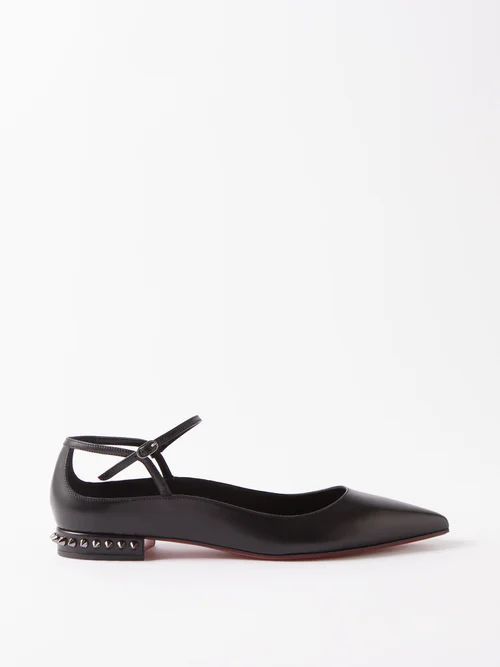 Conclusive Spike Leather Ballet Flats - Womens - Black