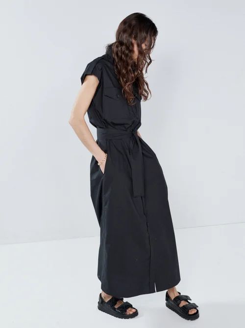 Organic-cotton Shirt Dress - Womens - Black