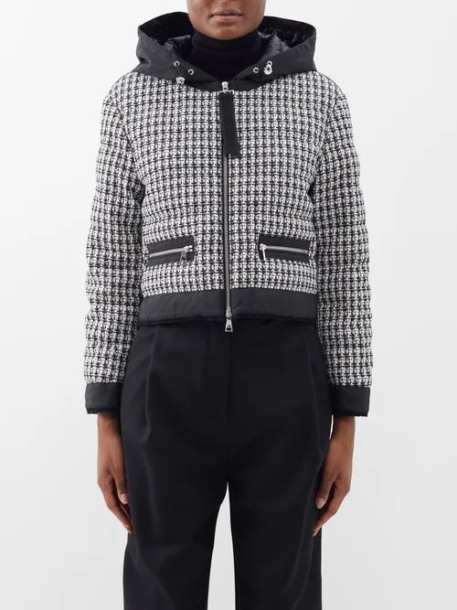 Remonay Technical-tweed Quilted-down Jacket - Womens - Black White
