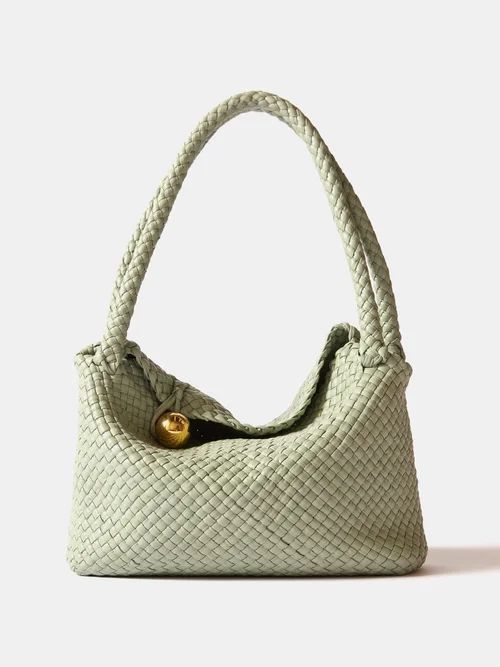 Cate Intrecciato-leather Shoulder Bag - Womens - Light Green