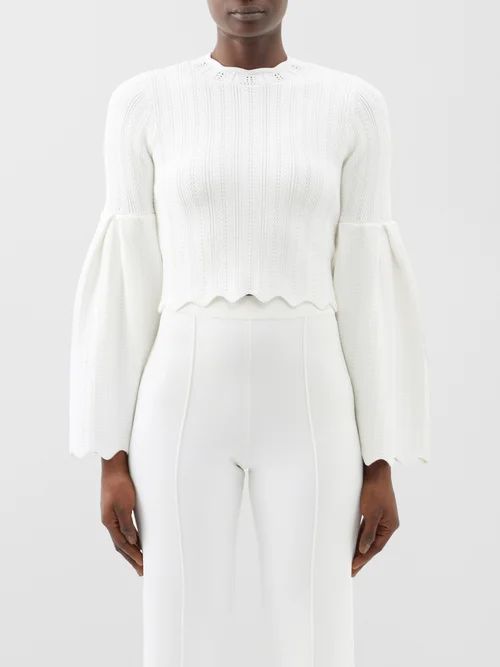 Chloe Scalloped-edge Sweater - Womens - White