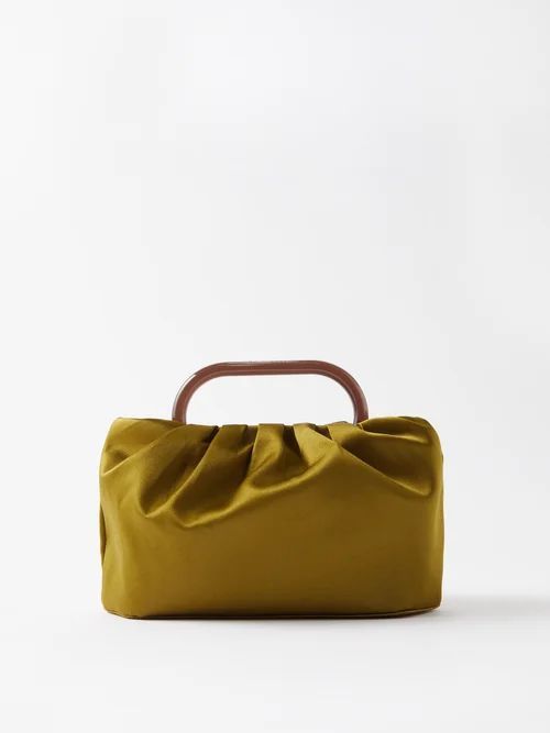 Cory Resin-handle Satin Clutch Bag - Womens - Olive