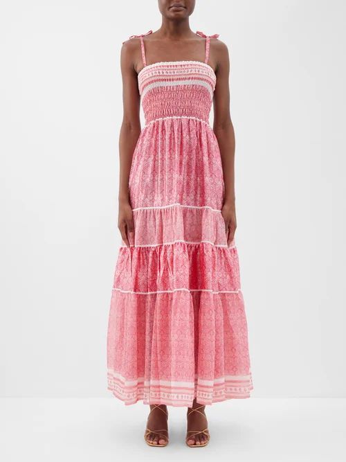 Manuella Printed Silk-chiffon Maxi Dress - Womens - Pink Print