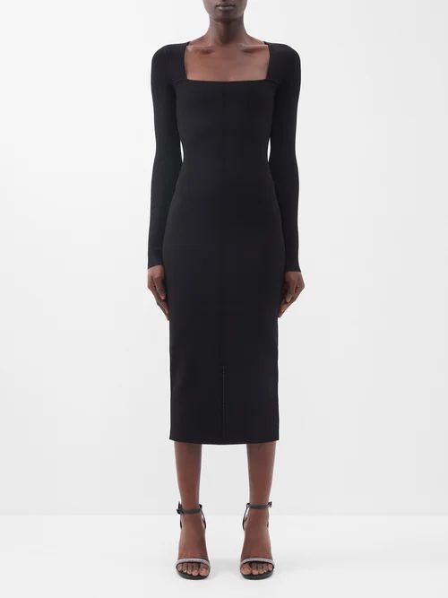 Vb Body Square-neckline Jersey Midi Dress - Womens - Black