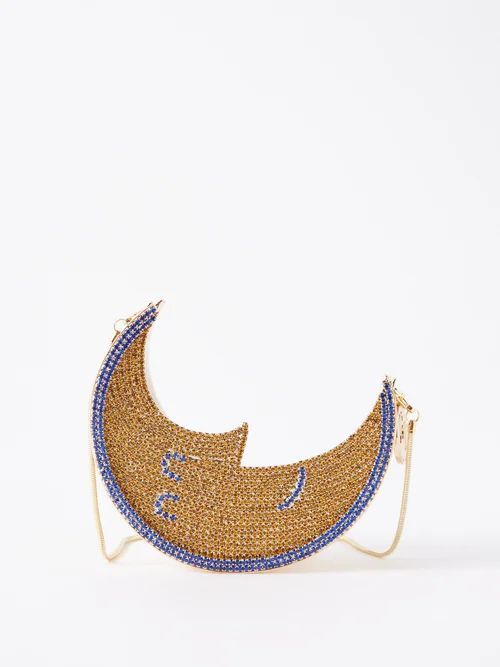 Luna Crystal-embellished Clutch Bag - Womens - Gold Blue