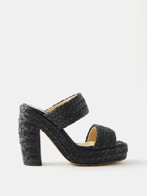 Trinity 120 Faux-raffia Sandals - Womens - Black