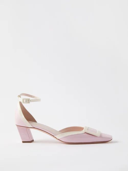 Belle Vivier 45 Ankle-strap Patent-leather Pumps - Womens - Light Pink
