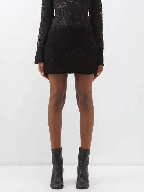 Bouclé Mini Skirt - Womens - Black