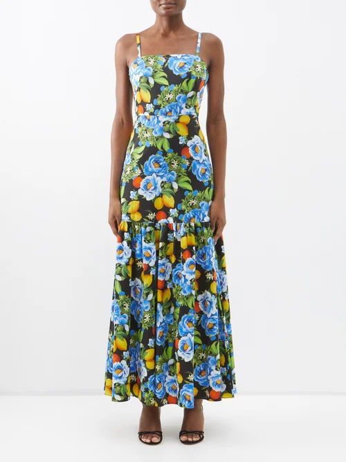 Cordiela Floral Cotton-poplin Maxi Dress - Womens - Black Multi