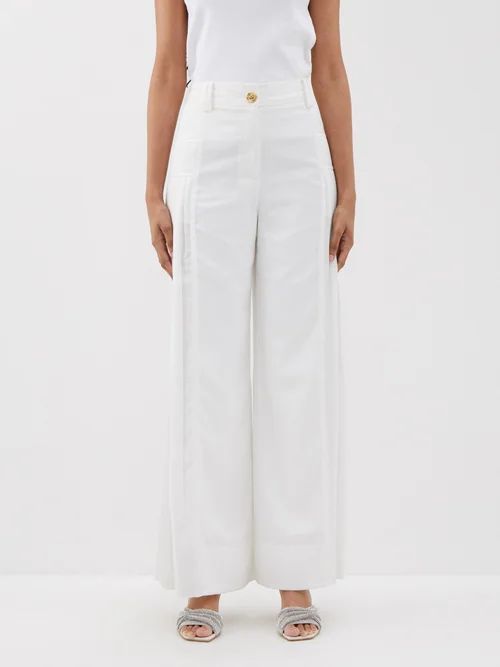 Tranquility Pleated Crepe Wide-leg Trousers - Womens - Ivory