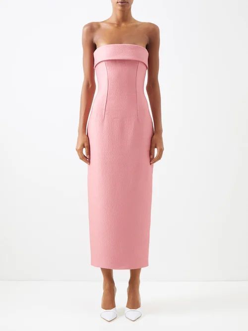 Keeley Strapless Cloqué Dress - Womens - Dusty Pink