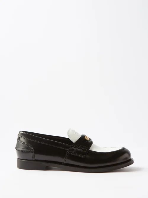 Two-tone Patent-leather Penny Loafers - Womens - Black White