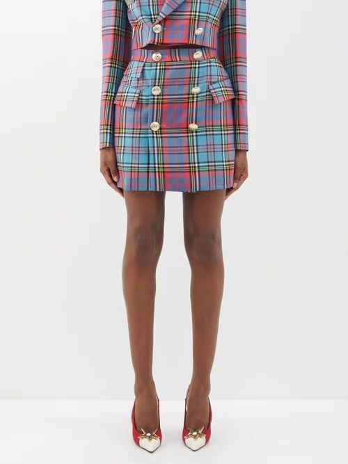 Tartan Wool Mini Skirt - Womens - Multi