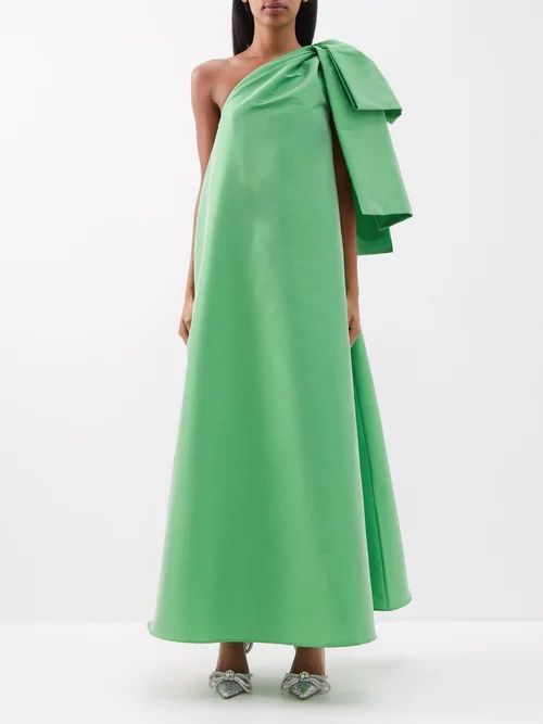 Winne One-shoulder Taffeta Gown - Womens - Green