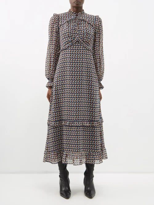 Loretta Heart-print Recycled-georgette Dress - Womens - Multi