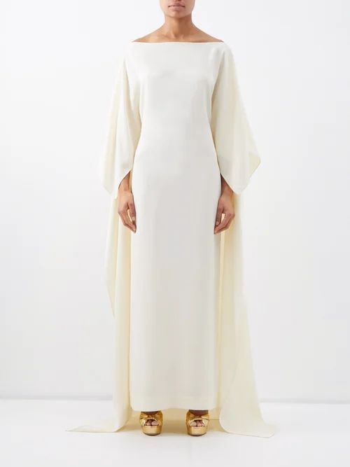 Leggera Cape Satin Maxi Dress - Womens - Ivory