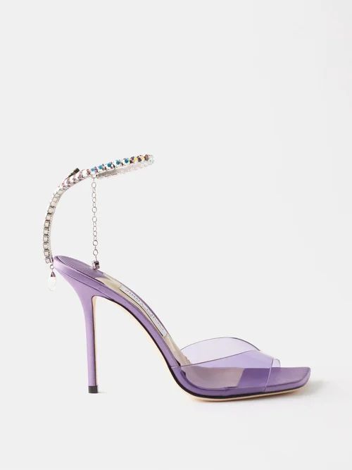 Saeda 100 Crystal-strap Satin Sandals - Womens - Light Purple