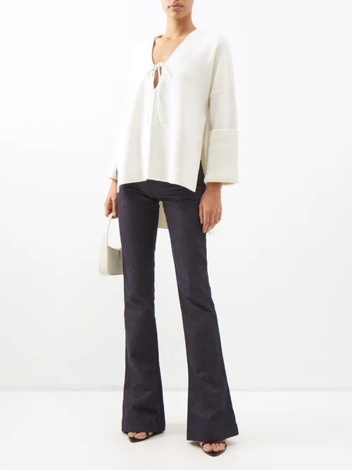 Tie-front Cashmere-blend Sweater - Womens - Ivory